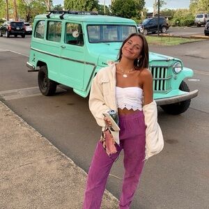 Purple corduroy pants,XS